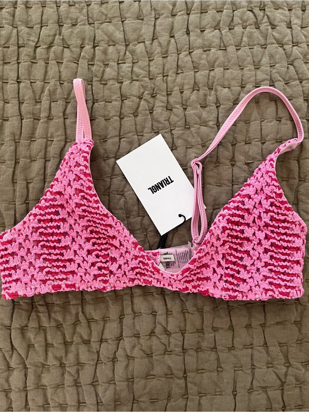 triangl swimwear Hot Pink Crochet Kids Bikini Set with Pouch